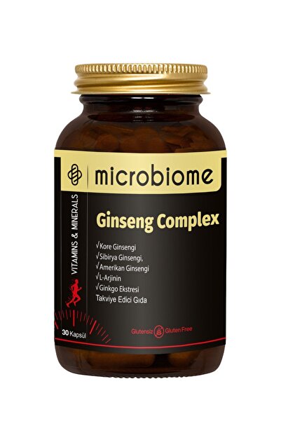 Microbiome Ginseng Complex Kore, Sibirya, Amerikan Ginsengi, L-arjinin Ve Ginkgo Biloba Kompleks 30 Kapsül