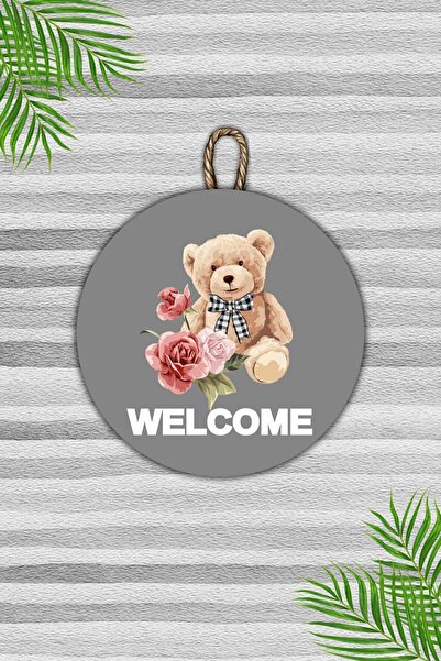 Dormot Home Μοντέρνο γκρι ξύλινο στολίδι πόρτας - Αρκουδάκι εξωτερικού χώρου ...