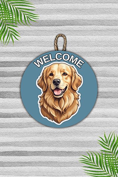 Dormot Home Μοντέρνο Μπλε Χρυσό Σκυλί Ξύλινο Στολίδι Πόρτας - Εξωτερική Πόρτα...