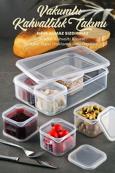 Kitchen Life 7 Piece Vacuum Lid Leakproof Breakfast Set
