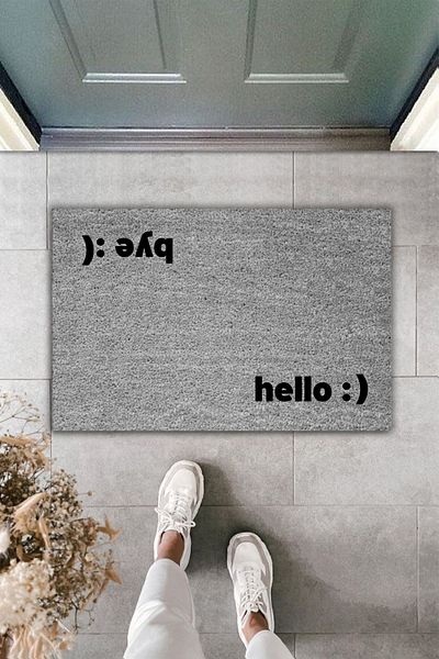 Dormot Home Gray Digital Printed Modern Floor Mat - Hello Bye Onu
