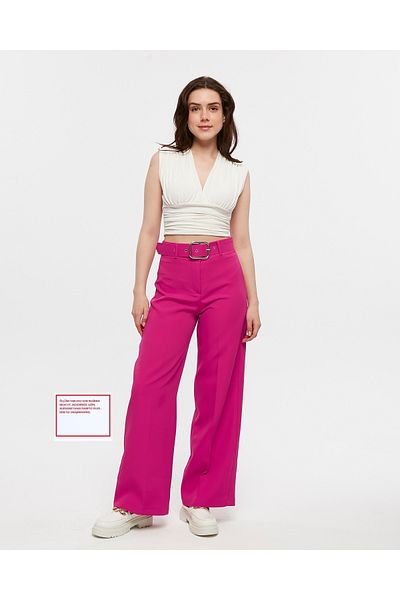 HANIMCA GİYİM High Waist Belted Seasonal Palazzo Women's Trousers - Dumbbell Fabric