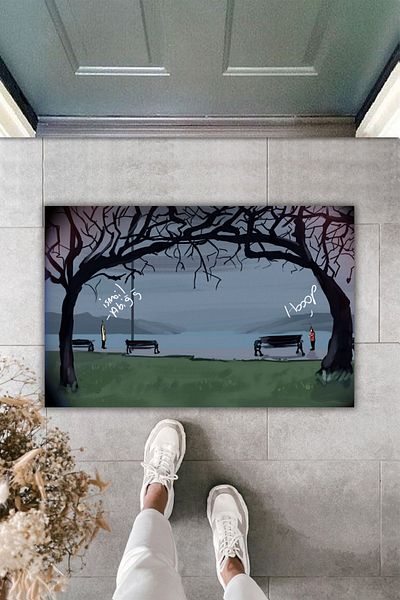Dormot Home Leyla and Mecnun Modern Digital Printed Mat - Door Onu Replik Mat
