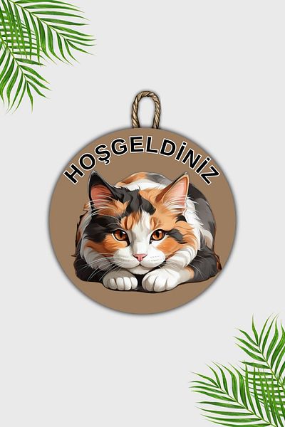 Dormot Home Modern Brown Wooden Door Ornament - Cat Wall Door, Outdoor Ornament