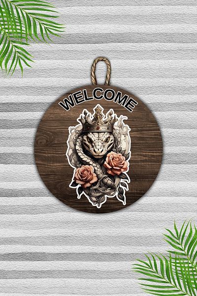Dormot Home Modern Wooden Door Ornament - Rose and Snake Pattern, Outdoor Door