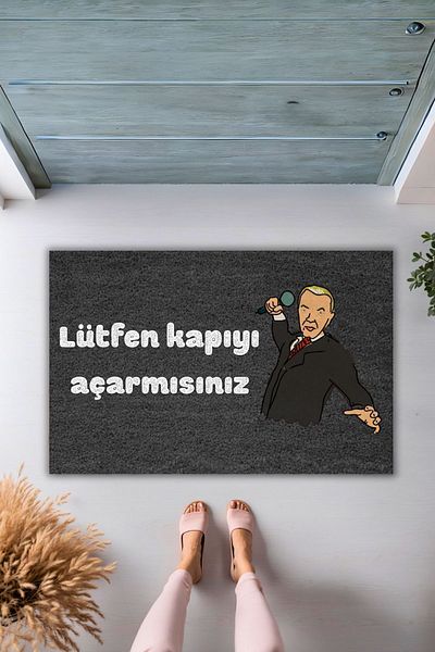 Dormot Home Black Modern Digital Printed Door Mat - Please Open the Door Door Mat