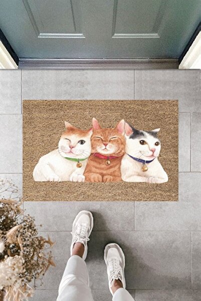 Dormot Home طباعة حديثة - قطة ثلاثية - ممسحة ترحيب