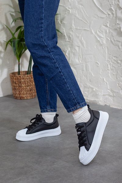 Adım Adım Black Colored Women's Sneakers - Thick Sole
