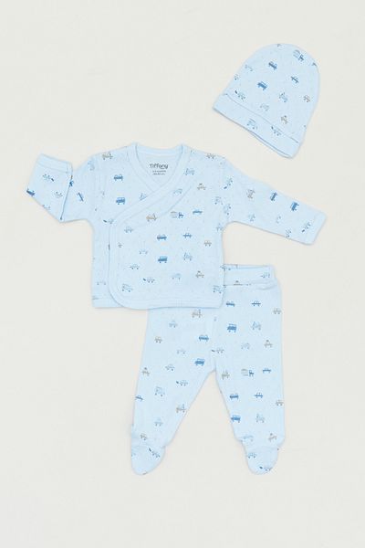 Fulla Moda 3-Piece Printed Double-Breasted Collar Suit for Boy