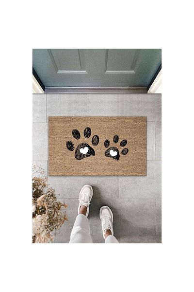 Dormot Home Digital Printing Quality Brown Double Heart Paw Decorative Door Mat