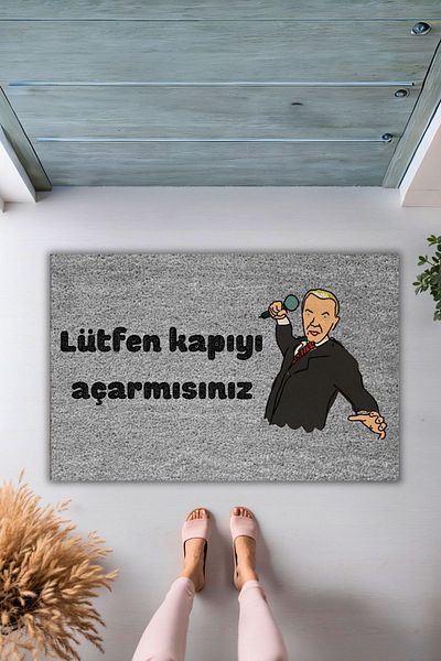 Dormot Home Gray Digital Printed Modern Door Mat - Please Open the Door? Mat - Door Mat