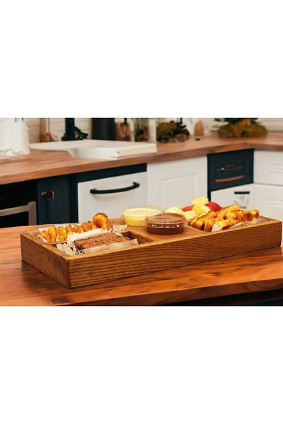 Davi Ahşap Wooden Love Box - 4 Compartment Presentation Plate