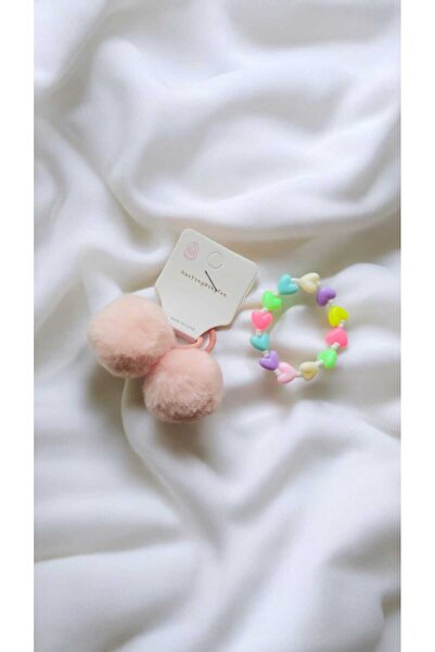 Nas Aksesuar مجموعة هدايا بإبزيم وسوار من Pompom للفتيات الصغيرات - عبوة من ق...