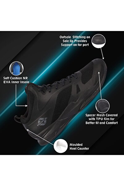 Nivia - - Step Out & Play 1171BK11 Mesh Combat 2.0 Basketball Shoes | Black | 9UK ,10 US, 43 EU