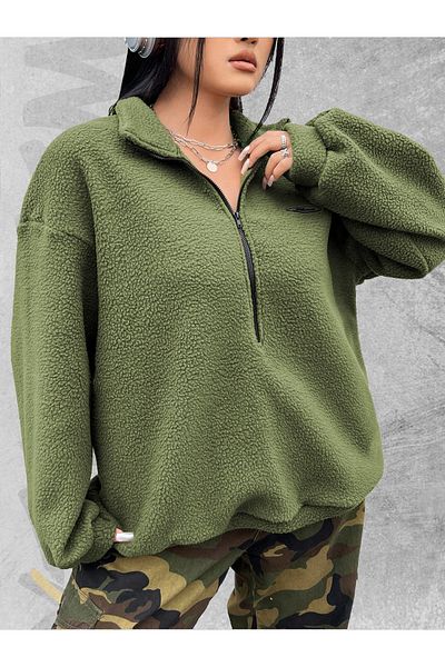 WEARTEX Oversize Plush Sweatshirt - Half Zipper