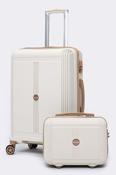 ELATAE Premium Polipropilen Kırılmaz 2'li Valiz Seti Orta Boy ve Makyaj 2'li ...