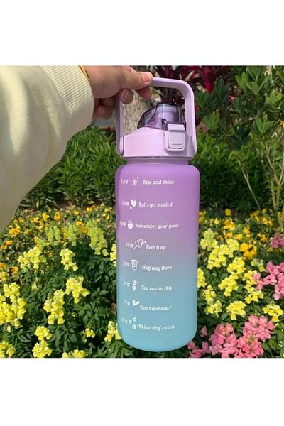 GEFNO 2 Liter Tritan Sports Water Bottle - Motivational Water Bottle and Detox Water Bottle