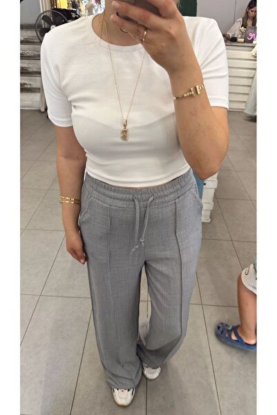 Club Floral Fashıon Sofia Linen Palazzo Trousers - Melange