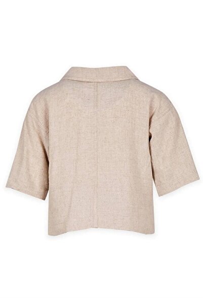 Cigit Sarh Keten Düğmeli Ceket 2-7 Yaş Naturel