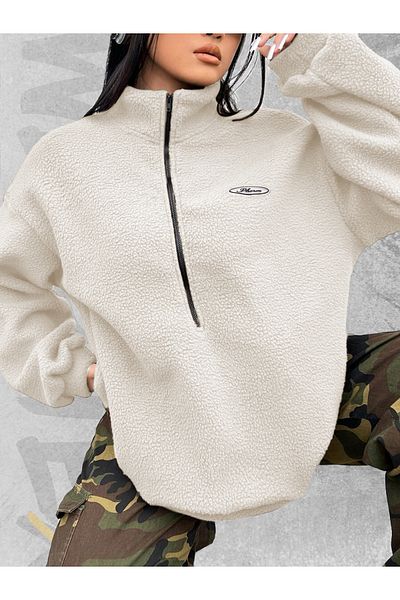 WEARTEX Oversize Plush Sweatshirt - Half Zipper