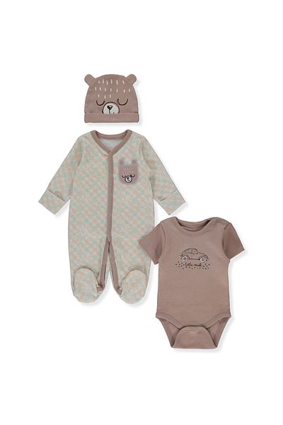 Bebetto 3-Piece Interloq Jumpsuit Set - Gentleman Bear (Z926)