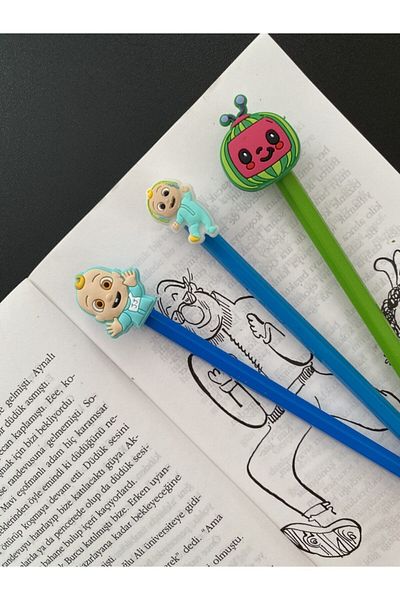 odaburada Cute Pencil Ornament with Cocomelon Figure Set of 3