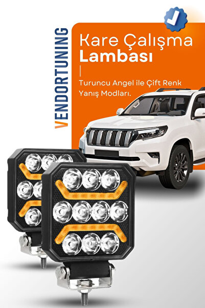 Vendortuning Oto Çalışma Lambası 4 inç 12-24V DRL Sarı 2 Mod Flash Traktör Tır Kamyon Tekne Projektör Sis Farı