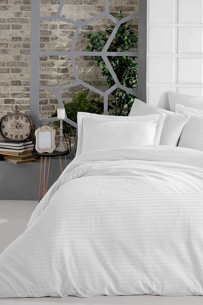 MyStory Home Double White Satin Sheet Set - 100% Cotton