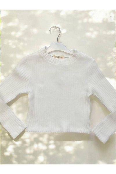 Zekids Girl - Round Neck and Fitted Simple Sweater
