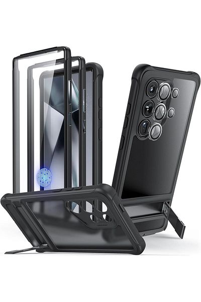 ESR Samsung S24 Ultra Case, Heavy Duty Shock Armor with Front Frame & 3 Kickstand Modes, Frosted Black
