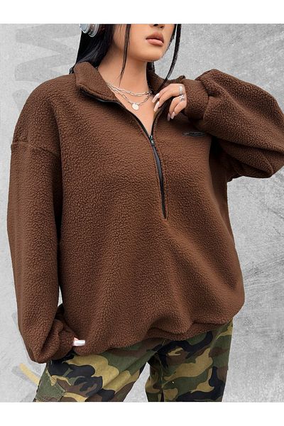 WEARTEX Oversize Plush Sweatshirt - Half Zipper