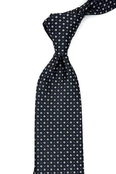 Kravatkolik Black Classic Tie with Handkerchief Pattern - Kk12834