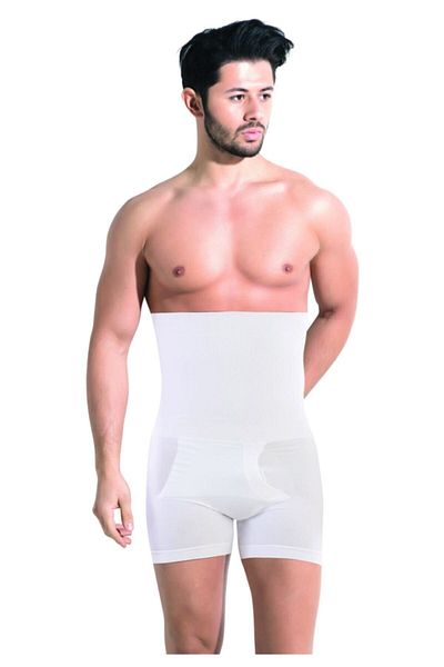 Momslab High Waist Recovery White Seamless Double Boxer Corset - No Trace