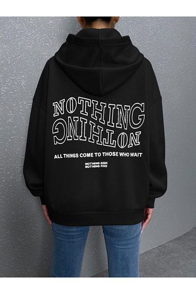 AFROGİYİM Унисекс суичър с овърсайз принт на гърба, тип „Nothing All Things“