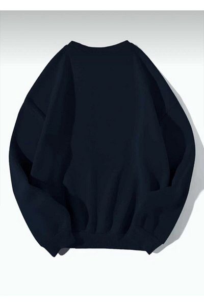 AFROGİYİM Φούτερ με στάμπα Unisex Navy Blue Oversize Girl Gang