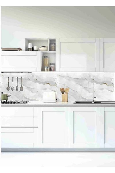 ENGINPRINT Kitchen Countertop Gold Veined Marble Pattern Tile Foil Coating Sticker