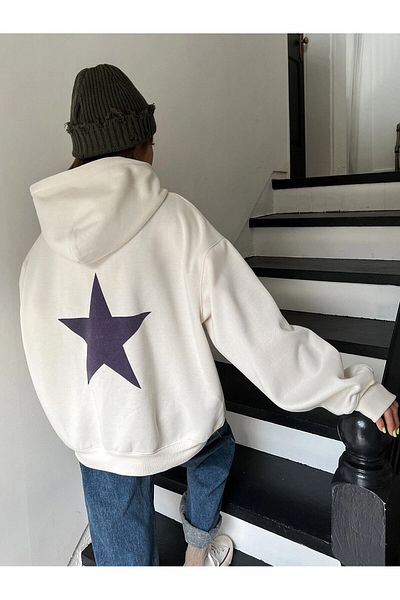 AFROGİYİM Φούτερ με κουκούλα Unisex Oversize Star μπροστά πίσω