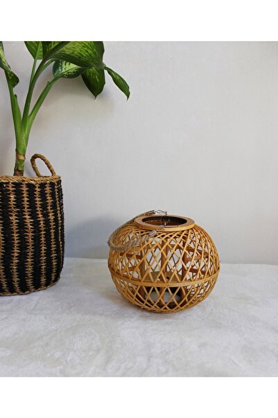 Emeksanatı Bambu Fener Ahşap Küçük Boy