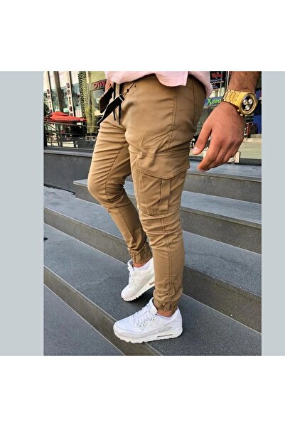 BY SRT Elastic Waist and Leg Lycra Cargo Pocket Trousers Black