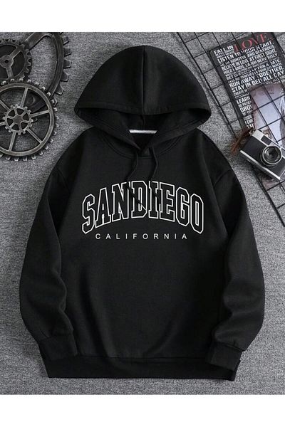 AFROGİYİM Унисекс Sandiego California Printed Oversize Hoodie с качулка