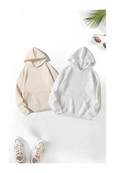 AFROGİYİM Unisex Απλό 2' Απλό φούτερ με κουκούλα χωρίς εκτύπωση