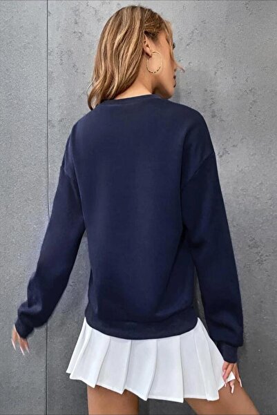 AFROGİYİM Жіночий синій оверсайз-світшот з принтом «Лос-Анджелес»