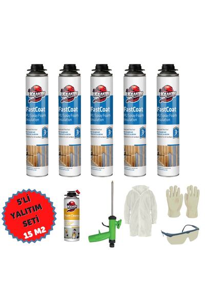 KRAKEN Poliüretan Termal Yalıtım Sprey Köpük 5adetx930gr Tabancalı