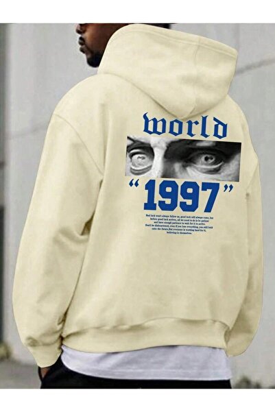 AFROGİYİM Unisex Μπροστά Πίσω 1997 World Printed Oversize Hoodie