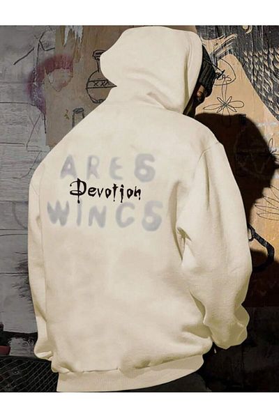 AFROGİYİM Unisex Ares Wing Devotion Printed Oversize Hoodie