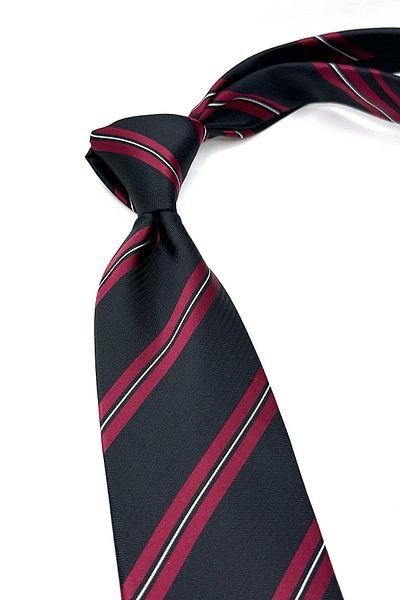 Kravatkolik Black Striped Classic Tie with Handkerchief - Kk12826