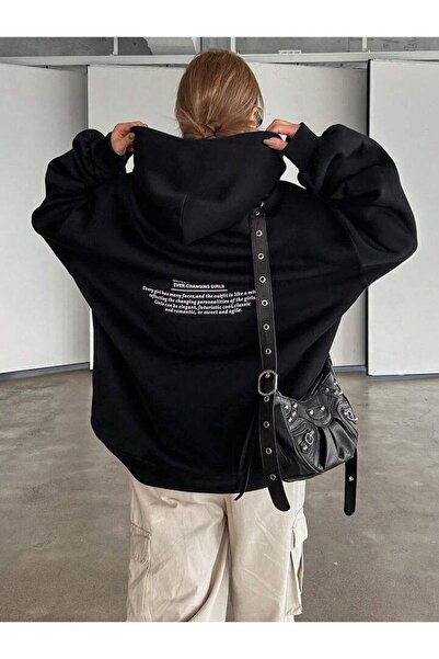 AFROGİYİM Unisex Μπροστά Πίσω Unisex Φούτερ με στάμπα μεγάλου μεγέθους