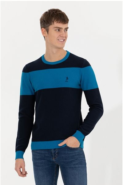 U.S. Polo Assn. Us Polo.Assn. Тъмносин пуловер на райе