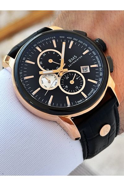 Romanson 5 Atm Waterproof Leather Cord Men's Wrist Watch - Functions Active