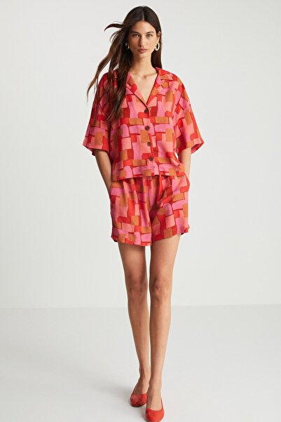 boneqa barcelona Geometrik Desenli Şort